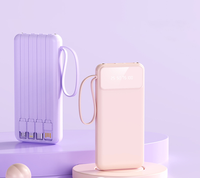 Chargeur portable avec câble intégré - 10000 mAh, charge rapide, batterie externe USB C, mince, 22,5 W, écran LED, 5 sorties