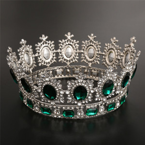Couronne de diamant rond Europe Amérique Coiffes Rétro Couronnes Accessoires de cheveux de mariage Diadèmes de <span class=keywords><strong>princesse</strong></span> en strass pour filles - Product Image 5