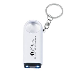 Custom Printed Key Rings Feature Two Bright White LED Lights, Push Tip to <b>Turn</b> On/<b>off</b>, Handy Magnifier, Button Cell Batteries - Product Image 2