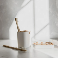 Organisateur de bureau en fibre de bambou et amidon de maïs, porte-stylos, conteneur de rangement pour brosses à dents avec logo personnalisé pour la maison, le bureau, la cuisine, la salle de bain