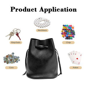 Sac à bijoux noir à cordon personnalisable, grande capacité, en cuir vegan PU souple, sac à dés pour le rangement des dés - Product Image 6