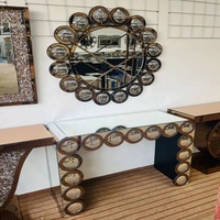 Table console moderne extensible en verre miroir pour salon, chambre à coucher, atelier, bureau à domicile, salle à manger, hôtel, meubles