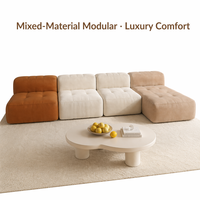 Canapé modulaire côtelé moderne en forme de U, rembourré en tissu et garni d'éponge, pour salon