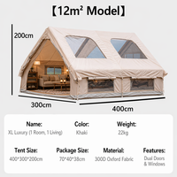 Tente de camping gonflable de luxe 2026, grande tente de glamping de 12 m² pour 8 à 10 personnes, fournisseur d'usine