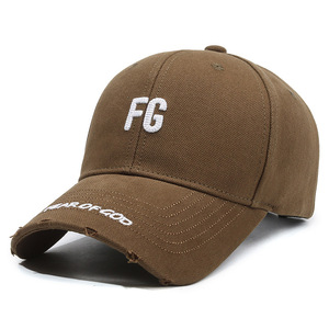 Gorra de Béisbol Deportiva Unisex de 6 Paneles con Letra <span class=keywords><strong>FG</strong></span> Bordada, Desgastada y Rota, Gorra de Sol Casual de Verano, Moderna y Versátil para Parejas - Product Image 1