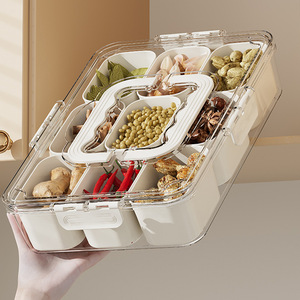 Spice Storage Box L Size Airtight Clip On Lid Food Grade Compartmentalized Container For Kitchen Condiment Organization - Product Image 1