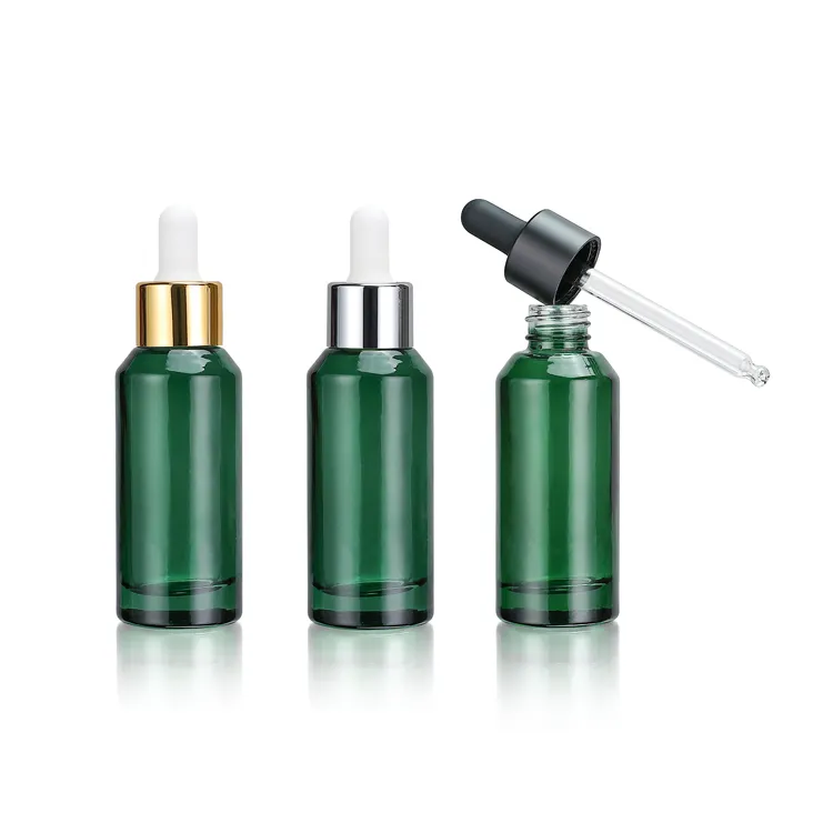 custom logoslant shoulder 40ml 50ml 100ml dark green thick bottom dropper perfume bottles 1 ounce