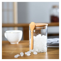 Récipient en verre avec couvercle et cuillère, pour stockage de biogaz, conteneurs alimentaires biodégradables, accessoires de cuisine, récipient alimentaire en borosilicate