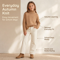 Pull en maille côtelé à col roulé pour filles, coupe oversize, manches longues, pour tout-petits et petites filles, collection automne
