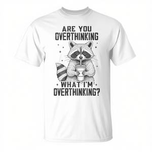 T-shirt Raccoon Overthinking avec image amusante pour hommes et femmes, vêtements décontractés - Product Image 2