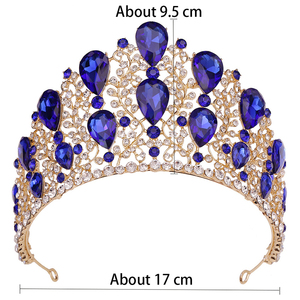 Grandes couronnes en cristal bling pour Queens Baroque alliage doré strass diadème Gelin <span class=keywords><strong>Taci</strong></span> mariage accessoires de cheveux en métal mariée - Product Image 6