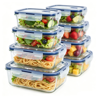 Boîte à lunch en verre hermétique en gros, lot de 3/4/5/6/7/8/9/10/15, contenants alimentaires en verre borosilicate, contenants en verre pour le stockage des aliments