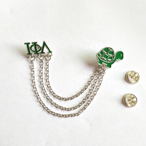 Broches IOTA PHI LAMBDA vertes au prix d'usine, 2 pièces, charme, chaîne de connexion, badge de fleur de rose blanche, <span class=keywords><strong>broche</strong></span> de col, épingle à revers - Product Image 1