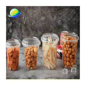 Tazas de palomitas de maíz de plástico desechables personalizadas, tazas de té de la leche de tamaño king, cubos de palomitas transparentes de PP gruesos, fabricantes - Product Image 2