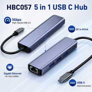<span class=keywords><strong>Hub</strong></span> USB-C 5 en 1 con Gigabit Ethernet, 3x USB 3.0 5Gbps, Entrada de CC 5V/4A, Adaptador Multipuerto con Carcasa de Aluminio - Product Image 3