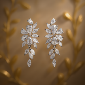 Boucles d'oreilles pendantes en cristal Koouoy, forme fleur or blanc, argent 925, style romantique pour femme, sertissage griffe, strass - Product Image 2