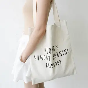 Print Cotton Tote Bag Wholesale Custom Print Organic Canvas Tote Shopping Cotton Bag