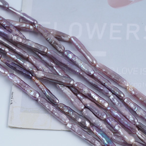 Petites perles d'eau douce naturelles de forme baroque, fines et allongées, 5-6 mm, couleur argent, bricolage, matériau rectangulaire, couleur blanche, en vrac - Product Image 2