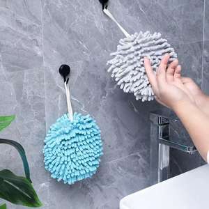 <b>Quick</b>-<b>Drying</b> Compressed Decorative Microfiber Hand <b>Towel</b> Soft Absorbent Antimicrobial Ball Hanging Loop Kitchen Bathroom - Product Image 2