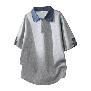 Camicia Estiva <span class=keywords><strong>NASA</strong></span> Nuova Moda Geometrica Bicolore in Cotone per Uomo con Colletto a Risvolto Manica Corta Casual Studente - Product Image 1