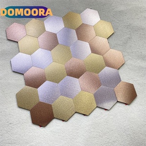 Mosaïque en aluminium composite cuivre <span class=keywords><strong>brossé</strong></span> et diamant, auto-adhésive, pour crédences de cuisine et projets d'aménagement intérieur de boutiques - Product Image 1