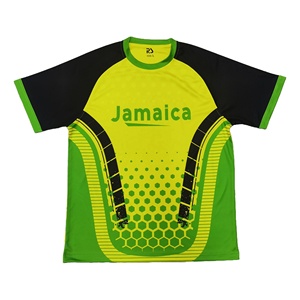 Kaos Rajut Pria Kustom Baru 2025 untuk Penggemar Sepak Bola Jersey dengan Bendera Nasional Jamaika Internasional - Product Image 1