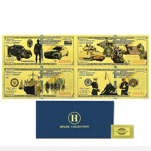 Set da 4 banconote militari statunitensi da collezione - Banconote da $100 bifacciali con stampa in lamina <span class=keywords><strong>d</strong></span>'oro raffiguranti Esercito, Marina e Marines - Product Image 1