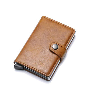 Porte-cartes de visite automatique en cuir haut de gamme, portefeuille, porte-monnaie et porte-cartes avec fonctions antivol. - Product Image 3