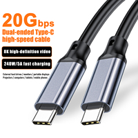 Cable USB-C de Carga Rápida PD de 240W 5A, Transferencia de Datos de 20Gbps, Salida de Video 8K, Cable Dual Tipo-C para Laptop, Tablet, Teléfono Móvil, iOS