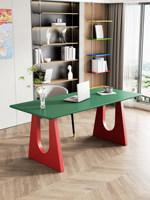 Bureau d'ordinateur moderne pour salle d'étude ou bureau, style Memphis, rectangulaire, avec coins arrondis, en bois massif