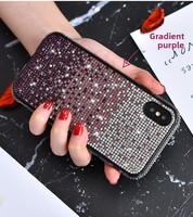 Coque de téléphone portable 2-en-1 en TPU+PC pour 16 Pro, avec dégradé et diamants incrustés, design en strass artisanal en époxy, protection à 360°
