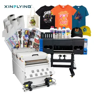 XinFlying Low Maintenance Cost A1 Digital Inkjet DTF Printer 60cm Shake Powder Cloth Fextile Print Machine Set I3200 2pcs Heads