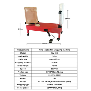 Máquina de envoltura de película plástica de mesa baja, envoltura semiautomática de cartón para equipaje y palés, retráctil - Product Image 3