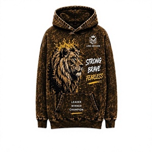 Sweat-shirt à capuche pour homme Long Mission, 100% coton, molleton tricoté, décontracté, respirant, doublé, coupe classique, avec poche - Product Image 5