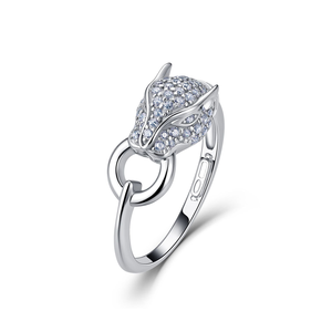 Bague Tête de Renard en Argent Sterling 925 et Moissanite KIVORA, Plaqué Rhodium, Sertissage Griffe d'Animal, Bijou Femme, Cadeau - Product Image 1