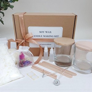 Kit de fabrication de bougies, cire de soja, mèche en bois et fleurs pour créer deux bougies parfumées personnalisées dans un verre, kit cadeau artisanal à <span class=keywords><strong>faire</strong></span> <span class=keywords><strong>soi</strong></span>-même - Product Image 1
