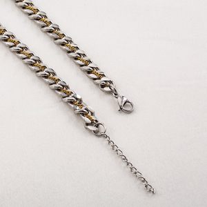 สร้อยคอผู้ชายแบบคิวบา ทำจากไทเทเนียมสตีล ดีไซน์เรขาคณิตสีสันตัดกัน งานแฮนด์เมด ของขวัญเครื่องประดับ - Product Image 2