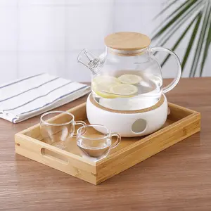 Nampan teh persegi panjang, kayu solid, set teh kung fu rumah tangga, nampan kayu dan bambu