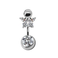 Getta Anneaux de ventre en acier inoxydable chirurgical 316L avec papillon Christina Vertical Hood VCH Genital Piercing pour femmes mariages
