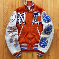 Veste universitaire unisexe personnalisée, col montant, patchs en chenille, logo brodé, 100% laine, respirante, coupe-vent, élégante