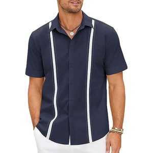 2026 nueva camisa de <span class=keywords><strong>guayabera</strong></span> cubana para hombre KJ, camisas de manga corta con botones, camisas informales de lino de playa de verano de alta calidad para hombres - Product Image 2
