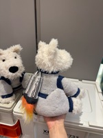Peluche Astronaute West Highland White Terrier, Chien Westie Moelleux avec Sac à Dos Fusée pour Enfants