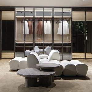 Canapé modulaire Ernest en forme de L, grand canapé d'angle en tissu et bambou pour salon, combinaison multi-places personnalisable - Product Image 2