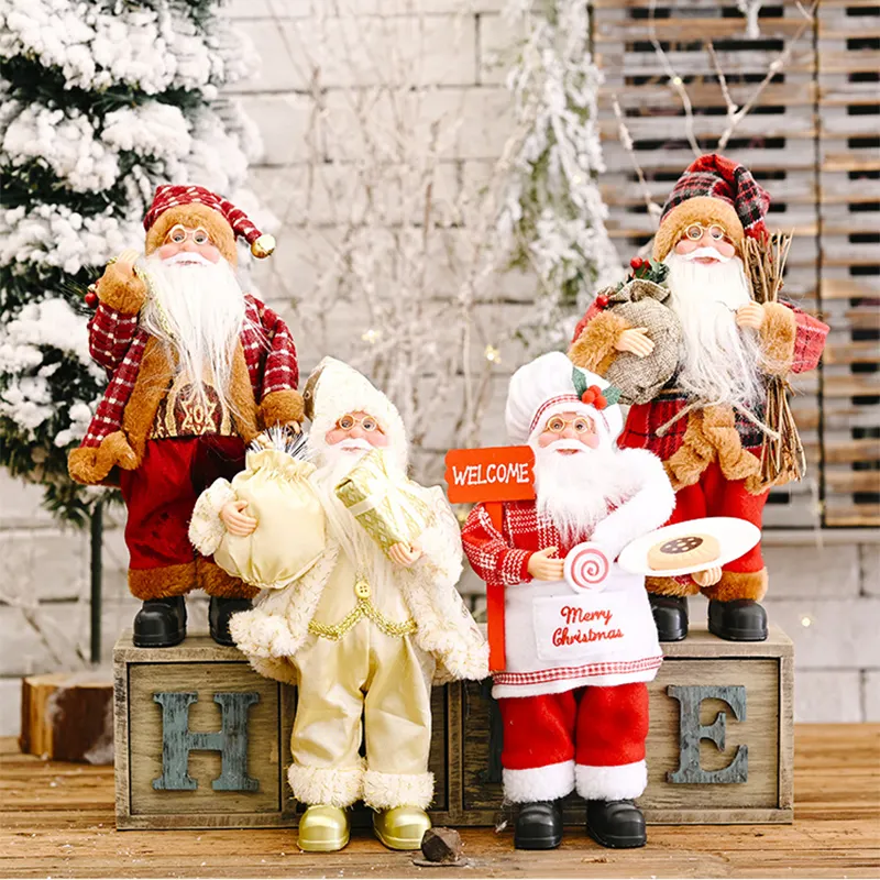 Ornamenti natalizi a basso prezzo Figurine decorazione regalo di festa morbido peluche regalo di natale babbo natale