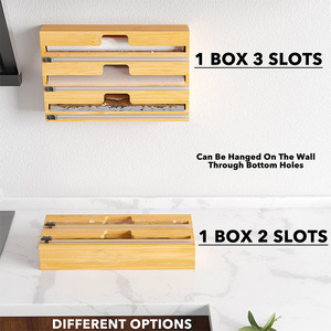 Bamboo Food Wrap Cutting <b>Box</b> Multi Layer Foil Wax Plastic Divider Wall Mounted <b>Kitchen</b> Organizer Drawer <b>Storage</b> - Product Image 3