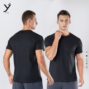 Ventas al por mayor 110 gramos 75D de secado rápido para hombres atléticos camisa de manga corta gimnasio correr humedad Wicking entrenamiento Top - Product Image 1