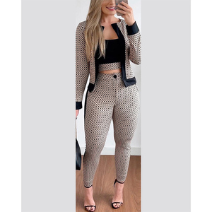 Offre Spéciale printemps et automne Style européen et américain mode de rue femmes gilet Cardigan Leggings costume trois pièces - Product Image 6