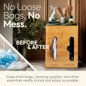 Dispenser <span class=keywords><strong>per</strong></span> Sacchetti della Spazzatura in Bambù <span class=keywords><strong>per</strong></span> Cucina, Finitura Laccata, Organizzatore <span class=keywords><strong>per</strong></span> Dispensa e Lavello, Portarotoli <span class=keywords><strong>per</strong></span> Appartamenti e Case - Product Image 3