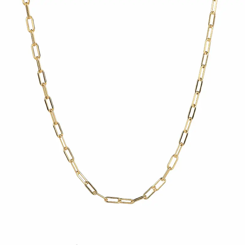 S925 Sterling Silver 14K Gold Plated Curb Paperclip Box Sphere Bead Snake Herringbone and Figaro Chain Adjustable Necklace