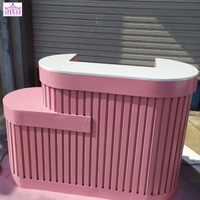 Meilleures ventes Bureau de réception rose adorable personnalisé Comptoir de salon de beauté Petite table de réception Bureau de réception circulaire pour salon de manucure